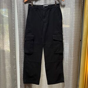 TNA Black Corbett Wide Leg Twill Cargo Pants